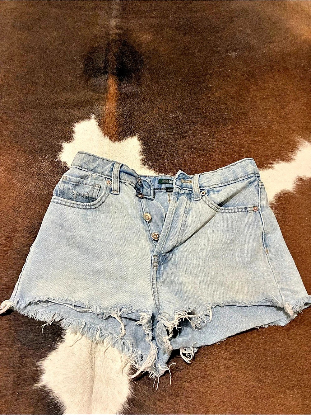 Wild Fable Light Wash Distressed Buttonfly Denim Shorts Women's Frayed Denim